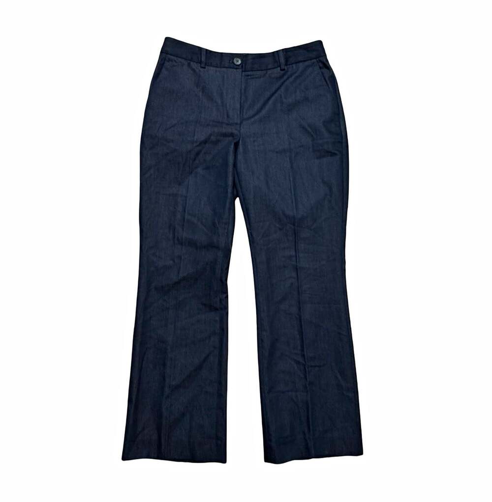 Talbots Petites Navy Solid Flat Front Dress Pants 6P Cotton Blend Washable